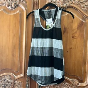 Lily white striped metallic tank top